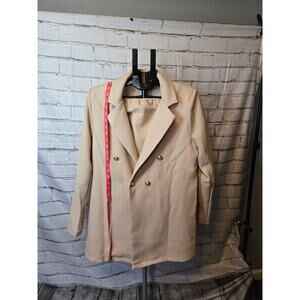 Shein Prive Lapei Collar Double-Breasted Blazer and Strapless Dress